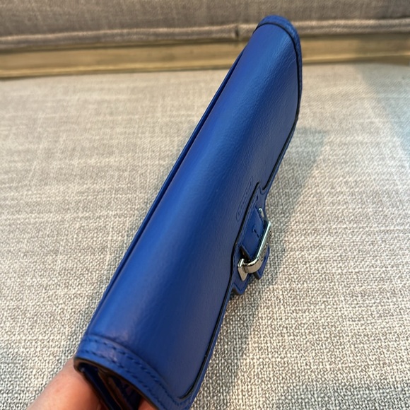 COACH-Top Stitched Bifold Wallet Womens Leather Snap-Royal blue - Picture 5 of 11